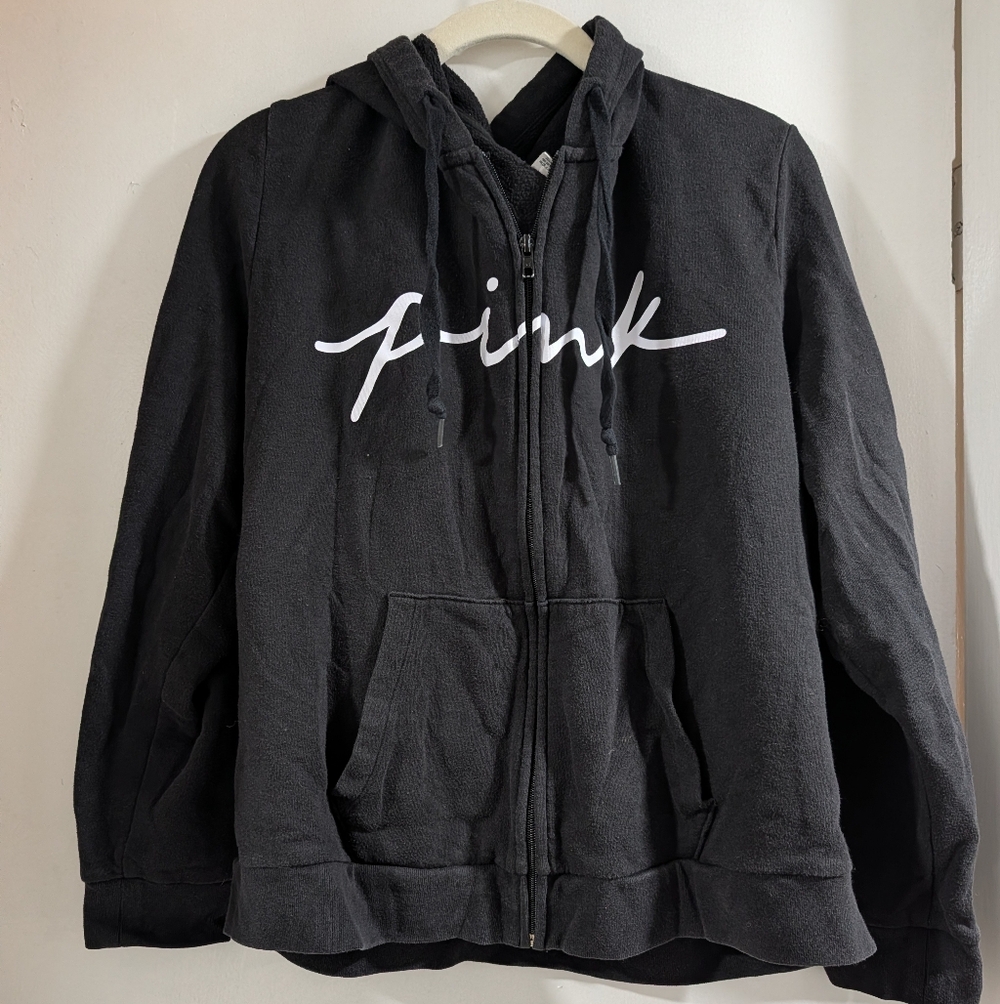 PINK Victoria's Secret Charcoal Zip-Up Hoodie - Picture 1 of 3